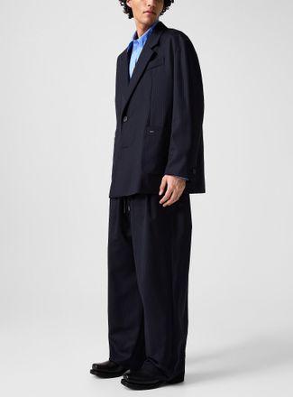 Wooyoungmi Mens Fluid banker-striped drawstring-waist pant