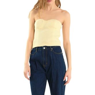 endless rose Strapless Tweed Corset Top in Butter at Nordstrom Rack, Size X-Small
