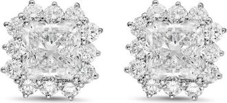 Diana M. Jewels 14kt white gold 10cts lab grown Radiant Cut Diamond Halo Earrings