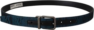 Dolce & Gabbana Luxe Jacquard Riem - Blauw- 2.5cm Breedte - Heren - Riemen - Blauw - 100 CM - Accessoires