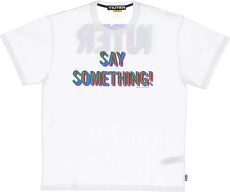 Iuter Witte Heren Tee met Screen Print - Heren - T-shirts - Wit - XL - Katoen - Tops