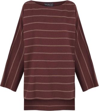 Cortana Viento- top met strepen- - Dames - Longsleeves - Rood - XS - Wol - Tops