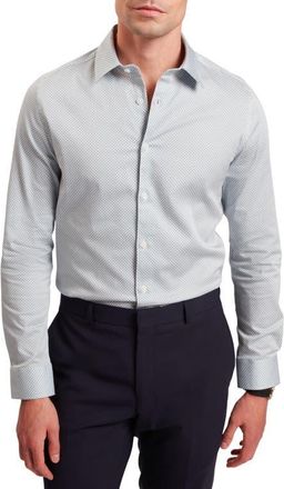 Ted Baker Olweno Slim Fit Microprint Stretch Cotton Button-Up Shirt in Light Blue at Nordstrom, Size 4