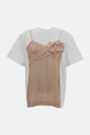Simone Rocha T-shirt Con Stampa Bow Sash Slip Dress Trompe Loeil