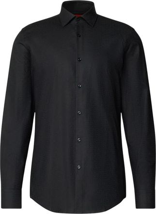 HUGO BOSS Kenno Shirt - Heren - Zakelijke Overhemden - Zwart - 2XS - Katoen - Overhemden