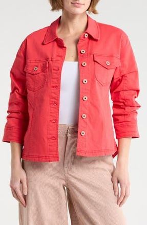 Democracy Cinch Sleeve Denim Jacket in Lobster at Nordstrom Rack, Size X-Large