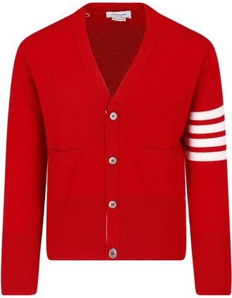 Thom Browne Red 4-Bar Cashmere Cardigan