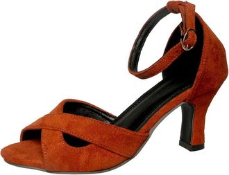 Generic Womens Open Peep Toe Block Heels Sandals Ankle Strap Buckle Fashion Summer Casual Dress Shoes (5.5,Orange)