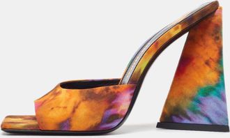 The Attico Multicolor Canvas Block Heel Slide Sandals