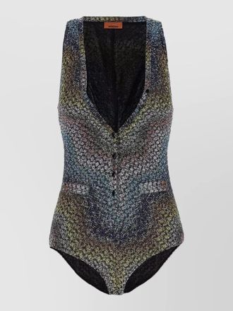 Missoni zigzag swimsuit one piece button detail