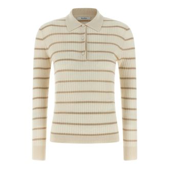 Max Mara Mxpgitano Polo Shirt - Dames - Cashmere truien - Beige - L - Kasjmier - Truien & Vesten