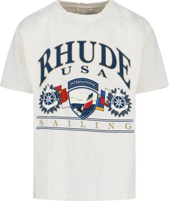 Rhude Minimalist White T-Shirt With Classic Crew Neckline