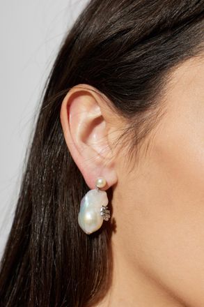 Tory Burch Earrings With Glass Pearl, Womens, Cream