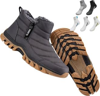 Generic Boots, Mens Waterproof Warm Cotton Zip Snow Ankle Boots, Fur Lined Slip on Thick Plush Booties Waterproof Snow Mid Calf Boot Thermal Anti-Slip Outdoor