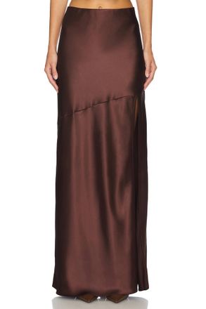 Line & Dot Dalton Satin Skirt In Chocolate