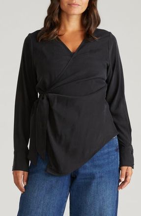 Universal Standard Beacon Wrap Top in Black at Nordstrom, Size 2Xl