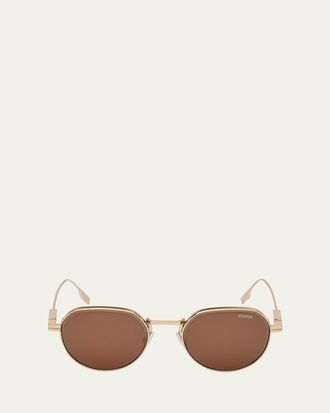 Ermenegildo Zegna Mens Metal Round Sunglasses