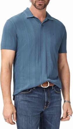 John Varvatos Leonardo Johnny Collar Polo in Oiled Blue at Nordstrom, Size X-Large