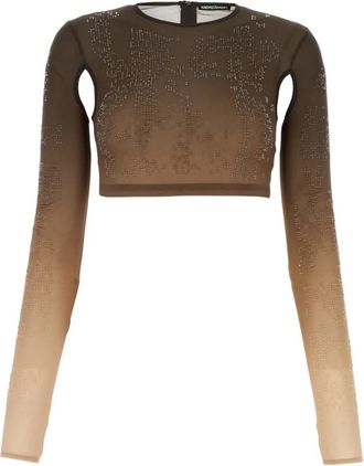 ADĀMO Andrea Adamo Stijlvol T-shirt voor mannen - Dames - Longsleeves - Bruin - XS - Polyester - Tops