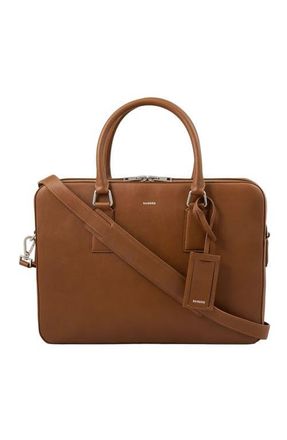 Sandro Large grained leather briefcase in Cognac at Nordstrom, Size Medium