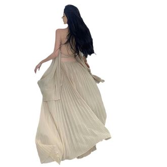 Generic Seaside Vacation Long Skirt, high-end Atmosphere, Travel Photography Goddess Outfit, Elegant and Fairy-Like Suit Dress - Picture Color - XL