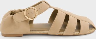 Charles & Keith Faux Suede Caged Flat Espadrilles