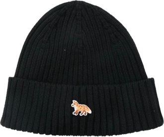 Maison Kitsun&eacute; Baby Fox Beanie - Heren - Hoeden - Zwart - ONE Size - Accessoires