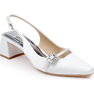 Badgley Mischka Buena Slingback Pump in White Satin at Nordstrom Rack, Size 9.5