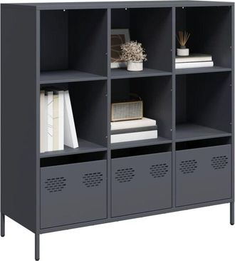 vidaXL Vidaxl - Aparador Acero Gris Antracita 101,5x39x103,5 Cm