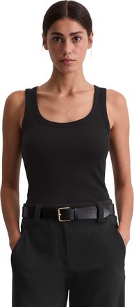 Marc O'Polo Tanktop MARC OPOLO, Damen, Gr. XS, schwarz, Rippware, Obermaterial: 97% Baumwolle, 3% Elasthan, slim fit, Rundhals, Tops Tanktop, slim fit, aus elasti