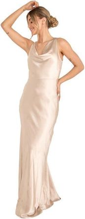 Six Stories Cowl Front Satin Bridesmaid Dress in Oyster at Nordstrom, Size 14