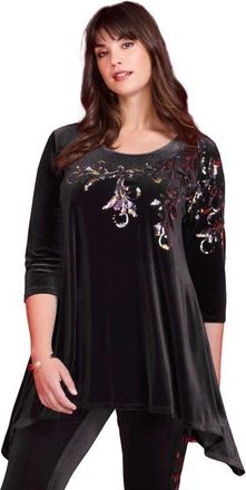 Roaman's Velour Hanky Hem Tunic in Black Embellished Sequin at Nordstrom, Size 20