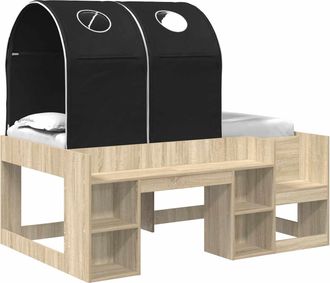 vidaXL Cama Con T&uacute;nel 3 Uds. Roble Sonoma Y Negro Madera De Ingenier&iacute;a Vidaxl