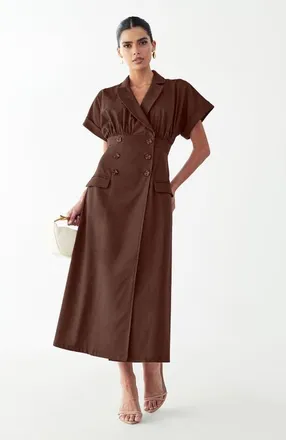 Willa Elsie Midi Dress in Chocolate at Nordstrom, Size 14