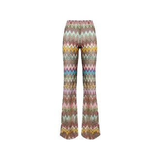 Missoni Wide Trousers, female, Multicolor, Size: L Wide Zigzag Viscose And Cotton Trousers