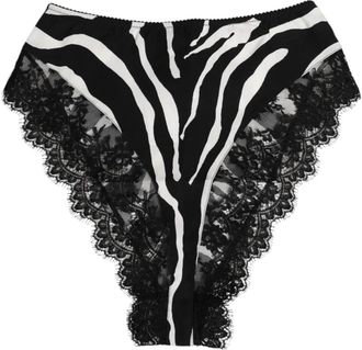 Dolce & Gabbana Zebra Print Kant Taille Ondergoed - Dames - Onderbroek - Zwart - S - Ondergoed