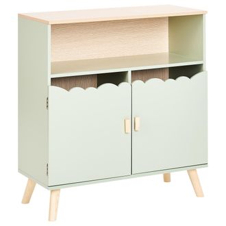 Beliani Beliani - Aparador Con Motivo De Casa Para Habitaci&oacute;n Infantil De Madera De Pino Mdf Con Patas De Madera Verde Claro Lackey