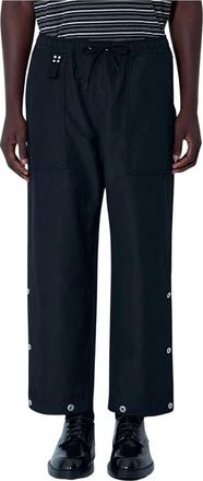 Comme Des Gar&ccedil;ons Trekkoord Wol-Linnen Broek - Heren - Straight fit broeken - Zwart - S - Wol - Broeken