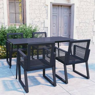 Berkfield Home 5 Piece Outdoor Dining Set PVC Rattan Black