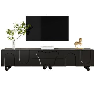 STILVORA Mueble De Tv Con 2 Puertas Y 2 Cajones, Estilo Minimalista, Sal&oacute;n, 180&times;40&times;42 Cm, En Aglomerado, Negro