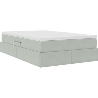 vidaXL Storage Bed with Mattress Light Grey 120 x 200 cm Velvet vidaXL