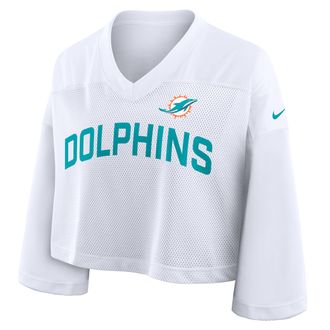 Nike Miami Dolphins Wide Receiver Jersey Fashion Nike Womens Dri-FIT NFL Cropped Top in White | 03O310A9P-5HX