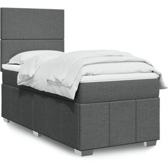 vidaXL Cama Box Spring Con Colch&oacute;n Tela Gris Oscuro 100x200 Cm Vidaxl