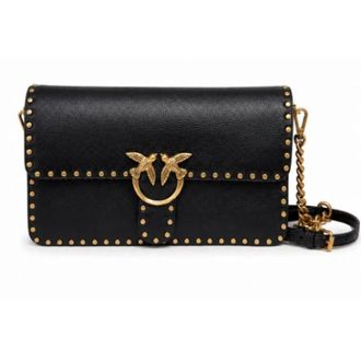 Pinko Pinko, Tassen, Dames, Zwart, ONE Size, Leer, Love One Crossbody Bag