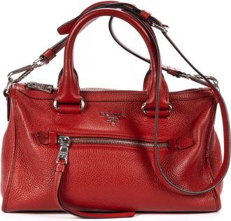 Prada Pre-owned Womens Small Bauletto Boston Shoulder Bag - Red - One Size