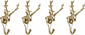 HOME AFFAIRE Wandhaken »Wandgarderobe Kleiderhaken 4er SET Geweih in Kupfer Hirschgeweih« aus Aluminium