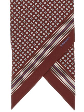 Saint Laurent Silk Twill Geometric Jacquard Scarf - Bordeaux