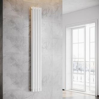 Sonni Sonni - Radiador De Vertical Blanco Ovalado Radiador Centro Conexi&oacute;n Doble Capa 1800x239mm