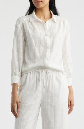 Bernardo Balloon Sleeve Button-Up Shirt in Bright White at Nordstrom, Size X-Large