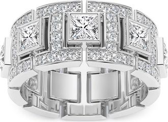 Pompeii3 4Ct Mens Princess Cut Diamond 10MM Wide Ring Wedding Band Lab Grown